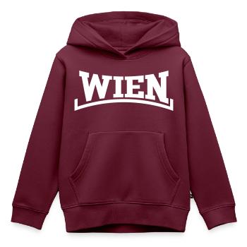 Wien - Kinder Premium Organic Hoodie - Burgunderrot - Vorne - AI Model Kid Female (0cm)