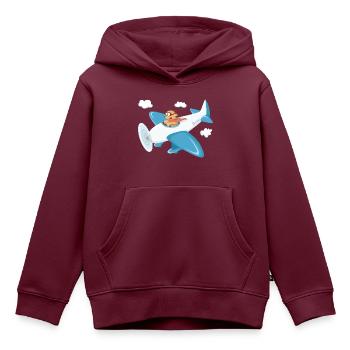 Boo und Flugzeug oo-Serie - Kinder Premium Organic Hoodie - Burgunderrot - Vorne - AI Model Kid Female (0cm)
