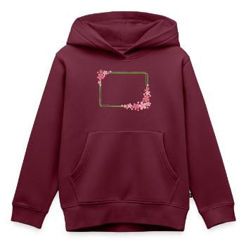 Rahmen mit Blumen - Kinder Premium Organic Hoodie - Burgunderrot - Vorne - AI Model Kid Female (0cm)