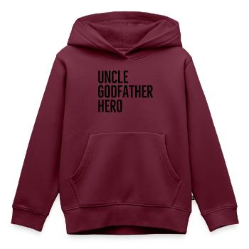Onkel Pate Held - Kinder Premium Organic Hoodie - Burgunderrot - Vorne - AI Model Kid Female (0cm)