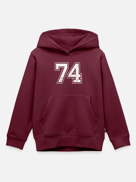 Anzahl 74 - Kinder Premium Organic Hoodie - Burgunderrot