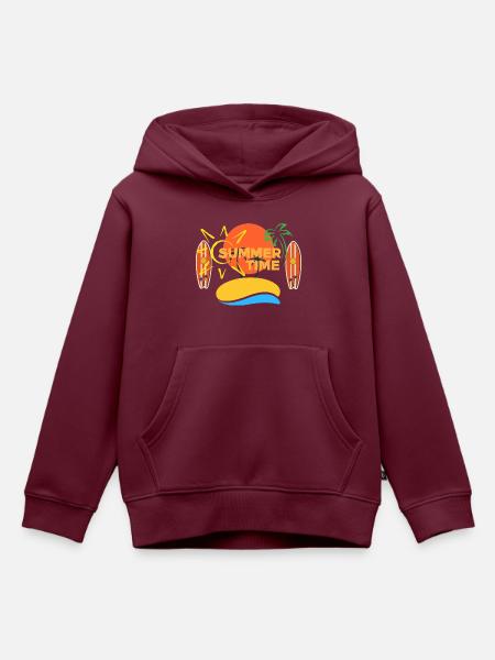 SOMMERZEIT - Kinder Premium Organic Hoodie - Burgunderrot