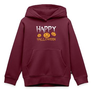 Fröhliches Halloween - Kinder Premium Organic Hoodie - Burgunderrot - Vorne - AI Model Kid Female (0cm)