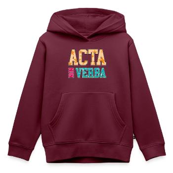 Taten statt Worte | Acta non verba | Lateinisch Phr - Kinder Premium Organic Hoodie - Burgunderrot - Vorne - AI Model Kid Female (0cm)