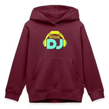 Official DJ Kopfhörer Musik Party Feiern Text Logo - Kinder Premium Organic Hoodie - Burgunderrot - Vorne - AI Model Kid Female (0cm)