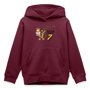 Marsupilami Geburtstagsdesign Ich Bin Schon Sieben - Kinder Premium Organic Hoodie - Burgunderrot - Vorne - AI Model Kid Female (0cm)