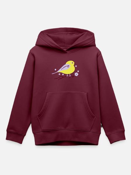 Vogel und Kirschblüten - Kinder Premium Organic Hoodie - Burgunderrot