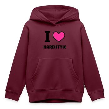 hardstyle - Kinder Premium Organic Hoodie - Burgunderrot - Vorne - AI Model Kid Female (0cm)