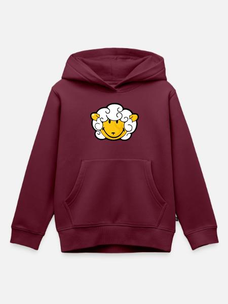 Smiley Sheep - Kinder Premium Organic Hoodie - Burgunderrot