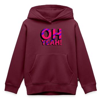 OH YEAH! - Kinder Premium Organic Hoodie - Burgunderrot - Vorne - AI Model Kid Female (0cm)