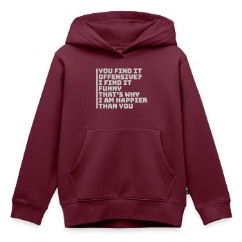 You find it offensive - Kinder Premium Organic Hoodie - Burgunderrot - Vorne - AI Model Kid Female (0cm)