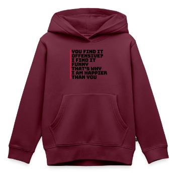 You find it offensive - Kinder Premium Organic Hoodie - Burgunderrot - Vorne - AI Model Kid Female (0cm)