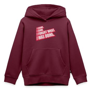 I came saw forget - Kinder Premium Organic Hoodie - Burgunderrot - Vorne - AI Model Kid Female (0cm)
