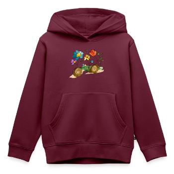 Schnecken - Kinder Premium Organic Hoodie - Burgunderrot - Vorne - AI Model Kid Female (0cm)