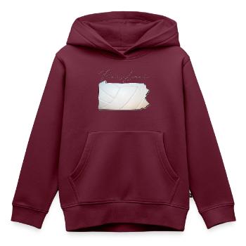 Volleyball in der Pennsylvania State Landkarte PA - Kinder Premium Organic Hoodie - Burgunderrot - Vorne - AI Model Kid Female (0cm)