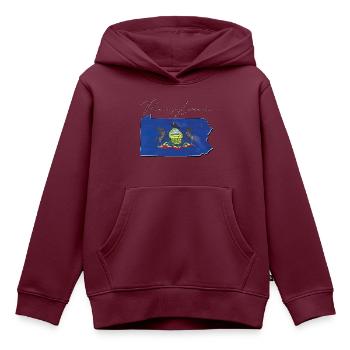Pennsylvania Flagge in Pennsylvania Landkarte PA - Kinder Premium Organic Hoodie - Burgunderrot - Vorne - AI Model Kid Female (0cm)