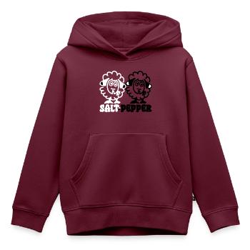 Salz und Pfeffer - Kinder Premium Organic Hoodie - Burgunderrot - Vorne - AI Model Kid Female (0cm)