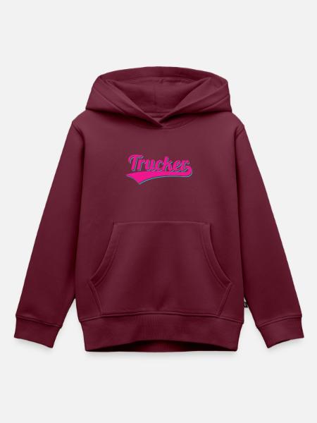 trucker logo - Kinder Premium Organic Hoodie - Burgunderrot