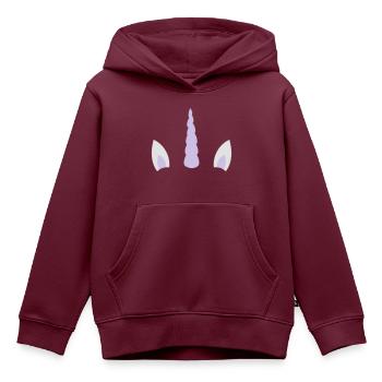 Einhornhorn und Ohren - Kinder Premium Organic Hoodie - Burgunderrot - Vorne - AI Model Kid Female (0cm)