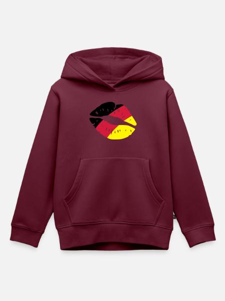 germany kiss lips - Kinder Premium Organic Hoodie - Burgunderrot