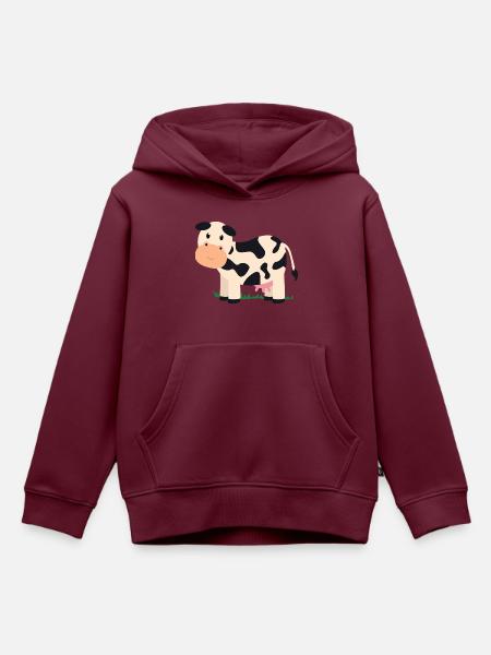 Kuh - Kinder Premium Organic Hoodie - Burgunderrot