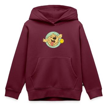 cockapoo Thor mit Tennisball - Kinder Premium Organic Hoodie - Burgunderrot - Vorne - AI Model Kid Female (0cm)