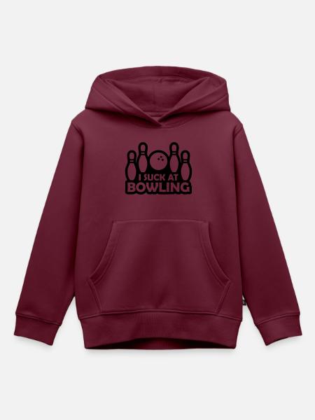 I suck at bowling - Kinder Premium Organic Hoodie - Burgunderrot