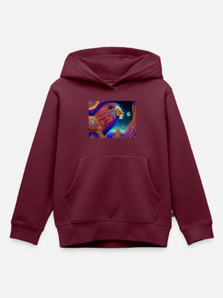 Löwe - Kinder Premium Organic Hoodie - Burgunderrot