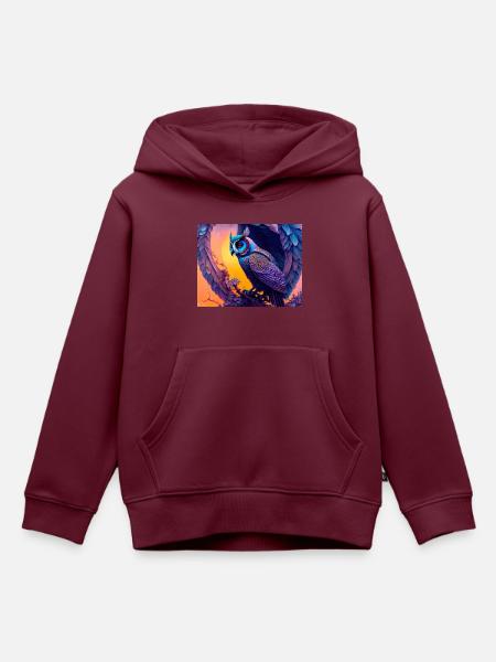 Eule - Kinder Premium Organic Hoodie - Burgunderrot