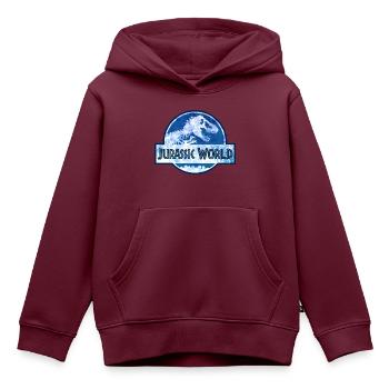 Jurassic World Logo Mit T-Rex Blau - Kinder Premium Organic Hoodie - Burgunderrot - Vorne - AI Model Kid Female (0cm)