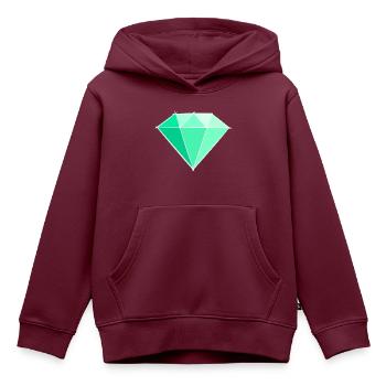 Edelsteine: Smaragt Zeichnung / Symbol. Juwel. - Kinder Premium Organic Hoodie - Burgunderrot - Vorne - AI Model Kid Female (0cm)