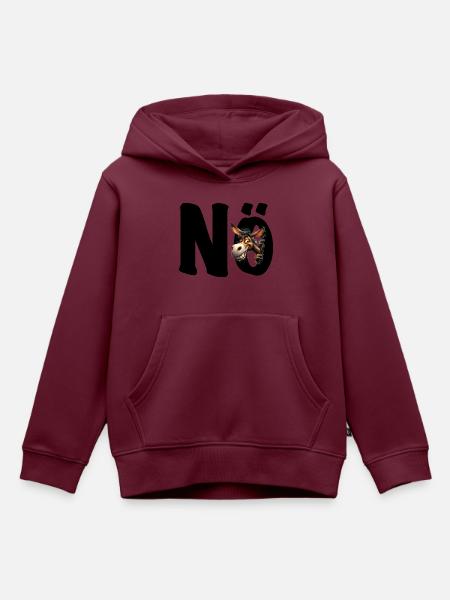 Nö - Nein - Nope - grinsender Esel Pferd - Kinder Premium Organic Hoodie - Burgunderrot