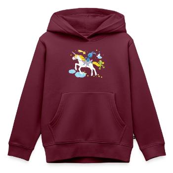 KiKANiNCHEN Märchenparty - Kinder Premium Organic Hoodie - Burgunderrot - Vorne - AI Model Kid Female (0cm)