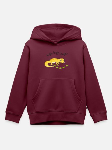 Leopardgecko mit Köstlichkeiten - Kinder Premium Organic Hoodie - Burgunderrot