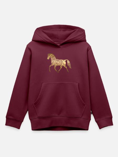 Pferd - Kinder Premium Organic Hoodie - Burgunderrot