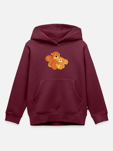 Eichhörnchen Familie Umarmen - Kinder Premium Organic Hoodie - Burgunderrot