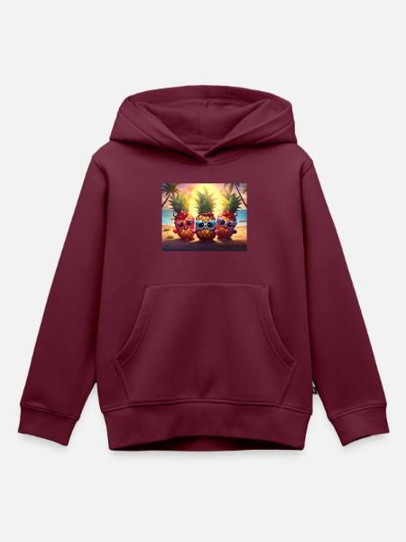 Ananas Urlaub - Kinder Premium Organic Hoodie - Burgunderrot