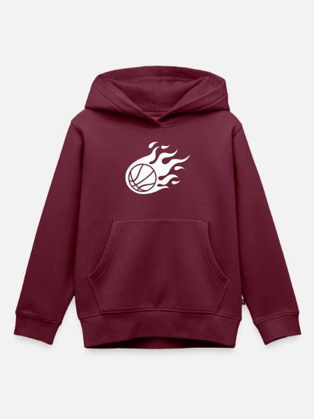 basketball fire - Kinder Premium Organic Hoodie - Burgunderrot
