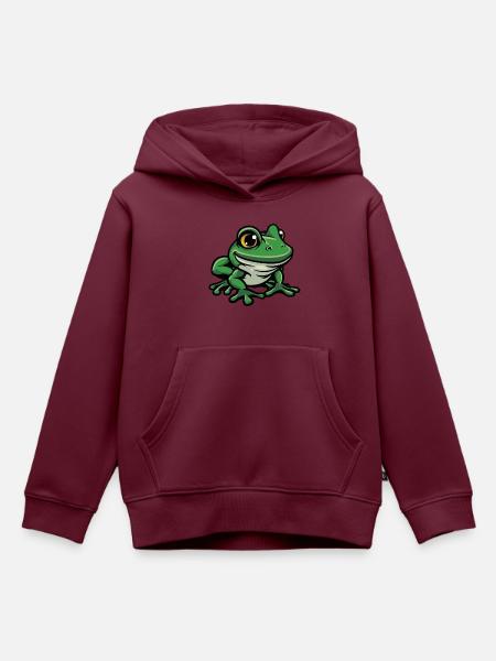 frosch - Kinder Premium Organic Hoodie - Burgunderrot