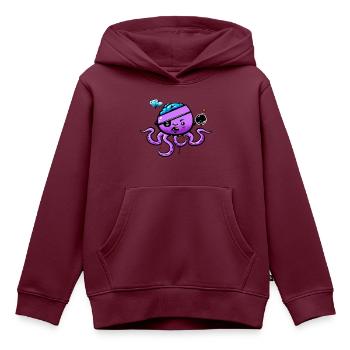 Piraten-Oktopus mit Bombe - Kinder Premium Organic Hoodie - Burgunderrot - Vorne - AI Model Kid Female (0cm)