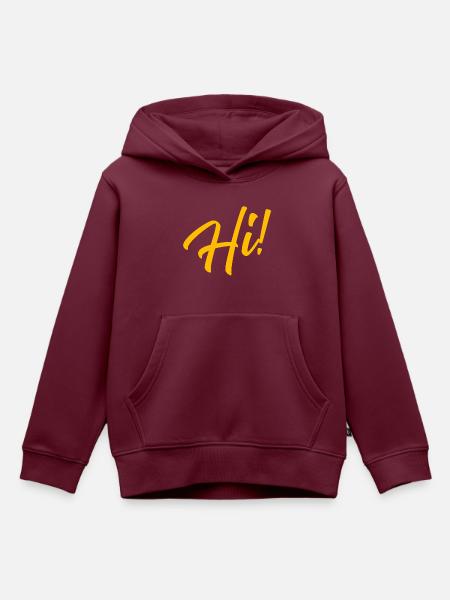 Hi! - Kinder Premium Organic Hoodie - Burgunderrot