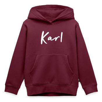Karl - Kinder Premium Organic Hoodie - Burgunderrot - Vorne - AI Model Kid Female (0cm)