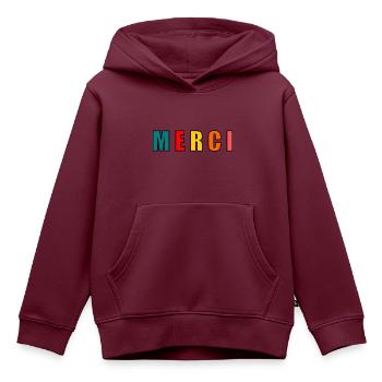 Vielen Dank. Danke - Kinder Premium Organic Hoodie - Burgunderrot - Vorne - AI Model Kid Female (0cm)