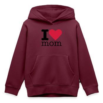 I Love Mom - Kinder Premium Organic Hoodie - Burgunderrot - Vorne - AI Model Kid Female (0cm)