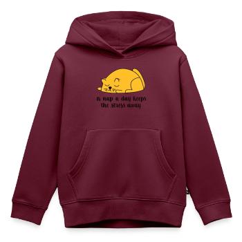 schlafen - Kinder Premium Organic Hoodie - Burgunderrot - Vorne - AI Model Kid Female (0cm)