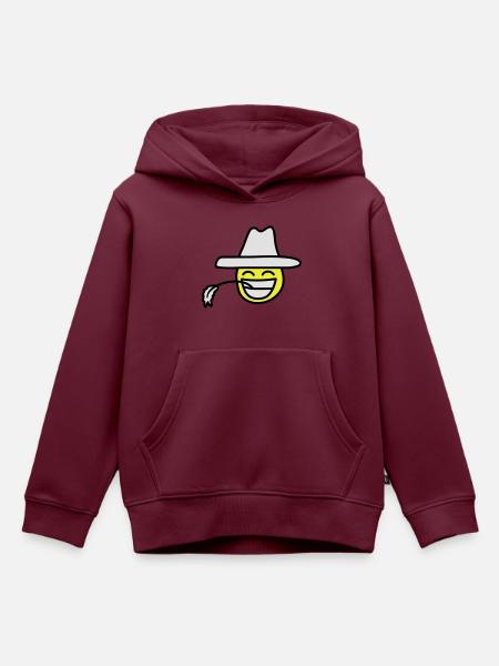 cowboy_smiley - Kinder Premium Organic Hoodie - Burgunderrot