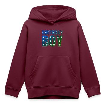 BIRTHDAY BOY - GEBURTSTAGSKIND - SOHN - JUNIOR - Kinder Premium Organic Hoodie - Burgunderrot - Vorne - AI Model Kid Female (0cm)