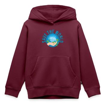 Save the World - Kinder Premium Organic Hoodie - Burgunderrot - Vorne - AI Model Kid Female (0cm)