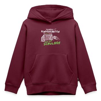 Schulanfang, Schulkind, Einschulung, Fußball - Kinder Premium Organic Hoodie - Burgunderrot - Vorne - AI Model Kid Female (0cm)