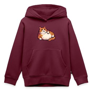 Fette Ingwerkatze Pixelkunst - Kinder Premium Organic Hoodie - Burgunderrot - Vorne - AI Model Kid Female (0cm)